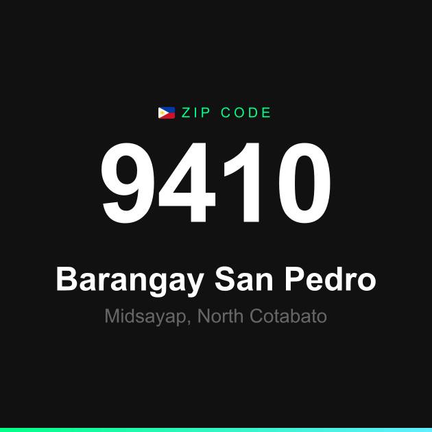 Shareable ZIP code 9410 card for Barangay San Pedro