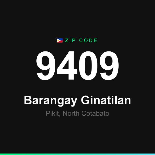 Shareable ZIP code 9409 card for Barangay Ginatilan