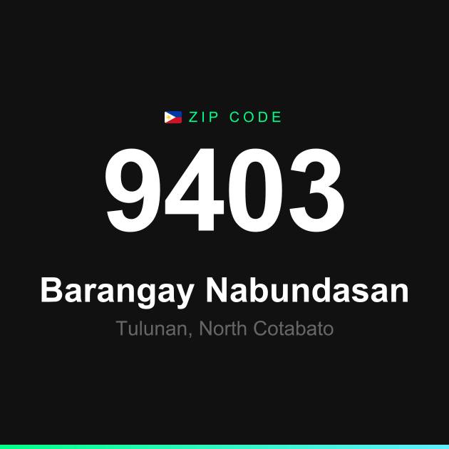 Shareable ZIP code 9403 card for Barangay Nabundasan