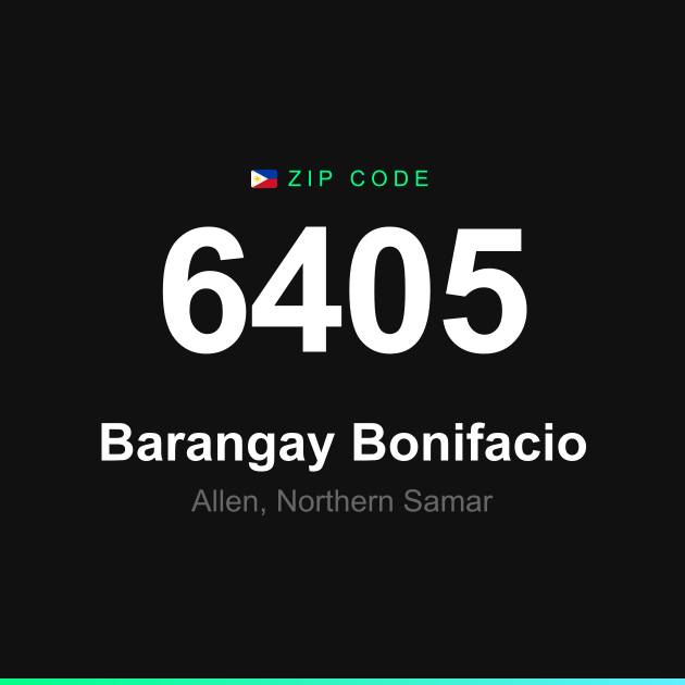 Shareable ZIP code 6405 card for Barangay Bonifacio
