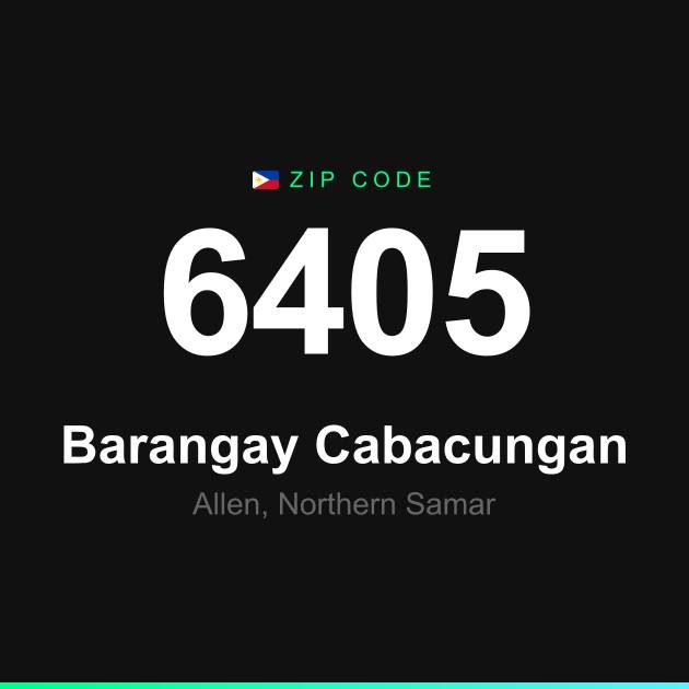 Shareable ZIP code 6405 card for Barangay Cabacungan