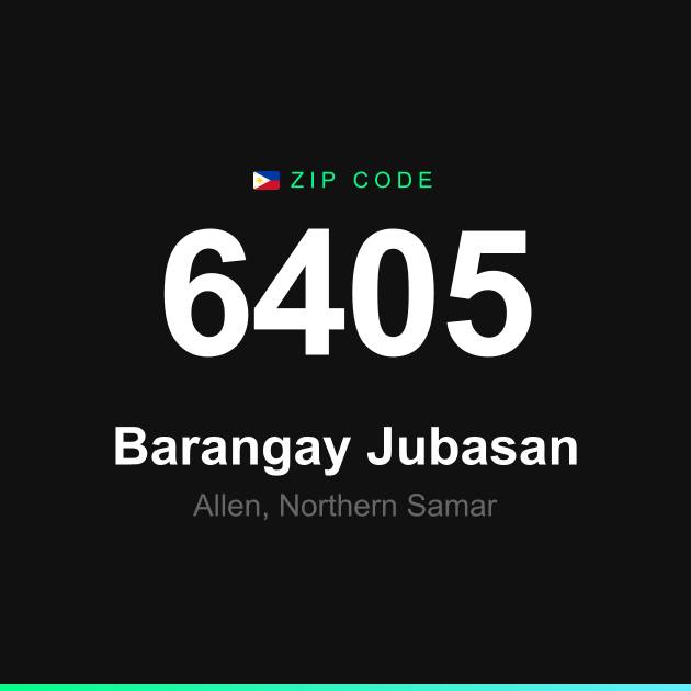 Shareable ZIP code 6405 card for Barangay Jubasan