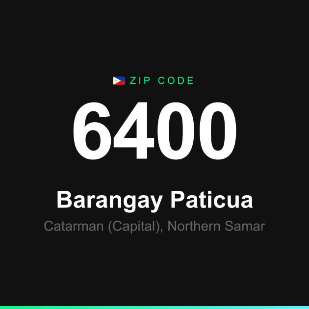 Shareable ZIP code 6400 card for Barangay Paticua