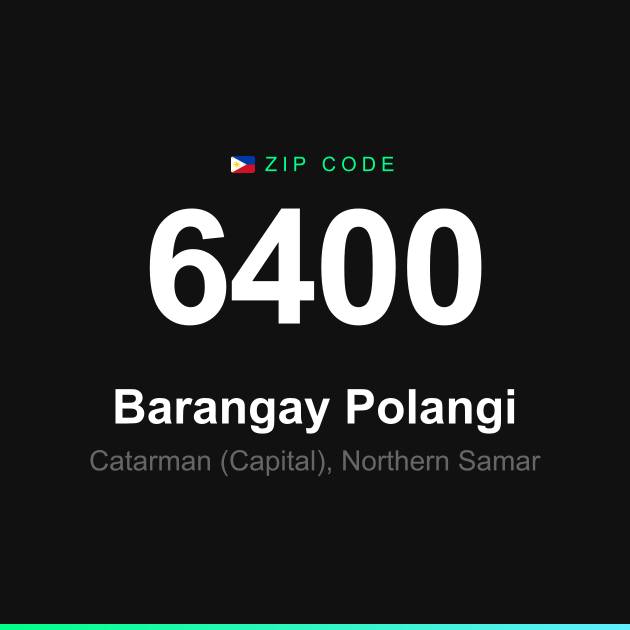 Shareable ZIP code 6400 card for Barangay Polangi