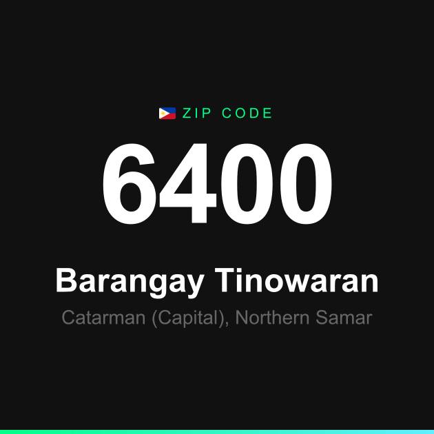 Shareable ZIP code 6400 card for Barangay Tinowaran