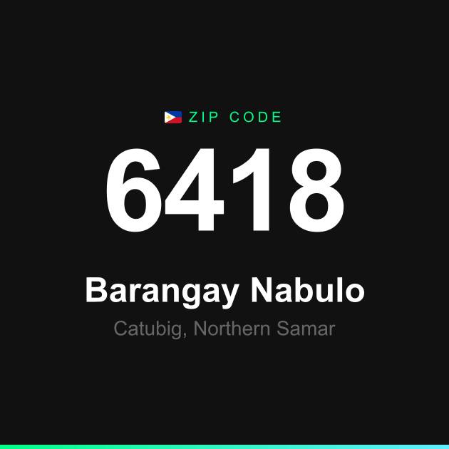 Shareable ZIP code 6418 card for Barangay Nabulo