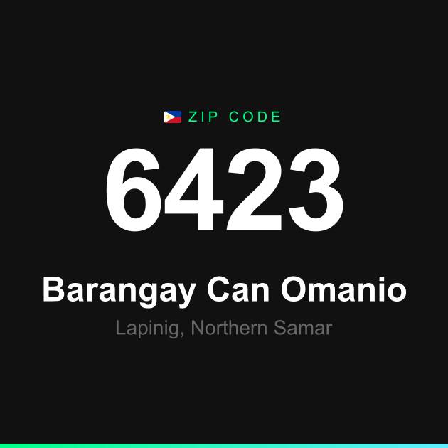 Shareable ZIP code 6423 card for Barangay Can Omanio