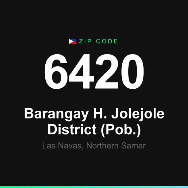 Shareable ZIP code 6420 card for Barangay H. Jolejole District (Pob.)