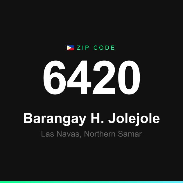 Shareable ZIP code 6420 card for Barangay H. Jolejole