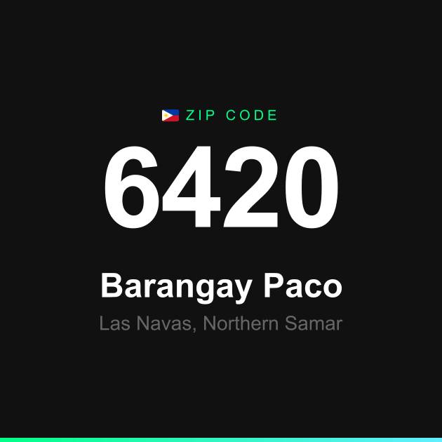 Shareable ZIP code 6420 card for Barangay Paco