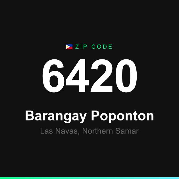 Shareable ZIP code 6420 card for Barangay Poponton