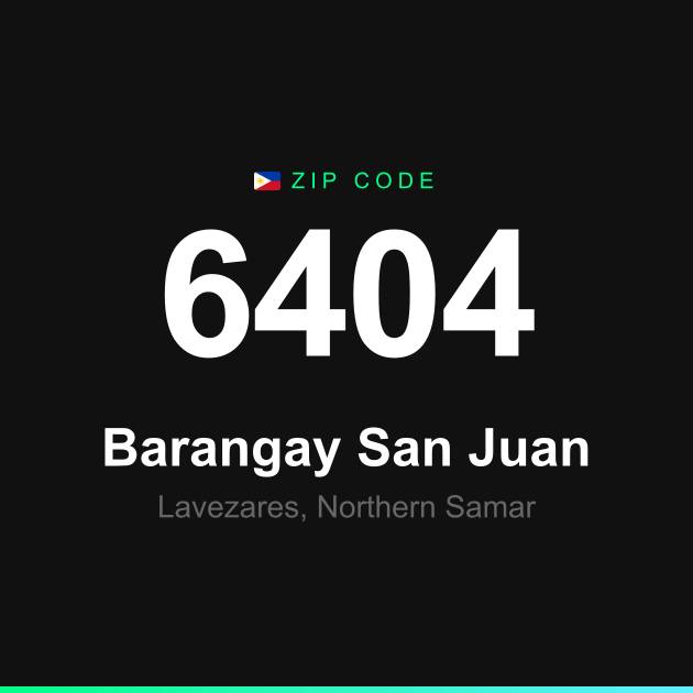 Shareable ZIP code 6404 card for Barangay San Juan