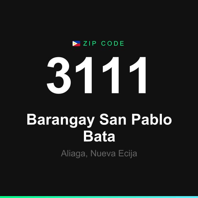 Shareable ZIP code 3111 card for Barangay San Pablo Bata
