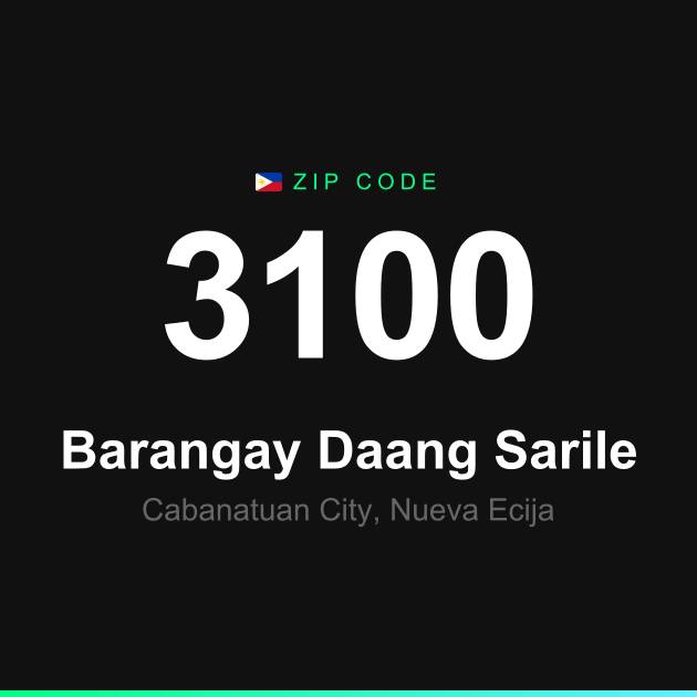 Shareable ZIP code 3100 card for Barangay Daang Sarile