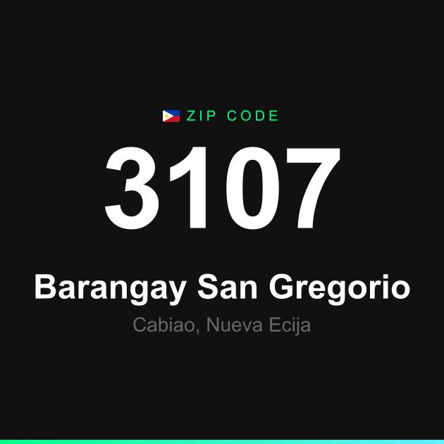 Shareable ZIP code 3107 card for Barangay San Gregorio