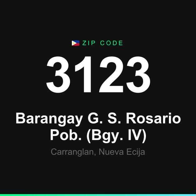 Shareable ZIP code 3123 card for Barangay G. S. Rosario Pob. (Bgy. IV)