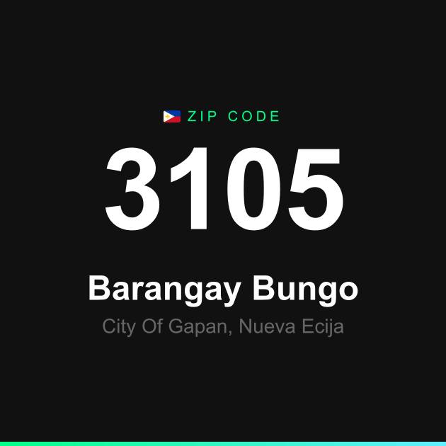 Shareable ZIP code 3105 card for Barangay Bungo