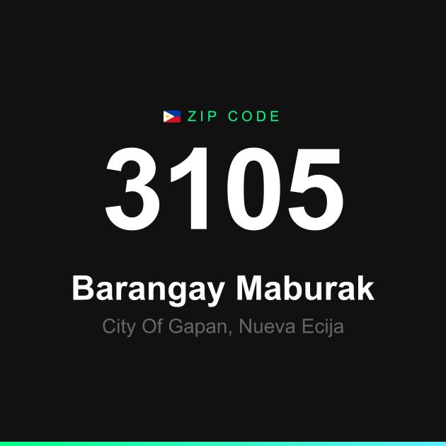 Shareable ZIP code 3105 card for Barangay Maburak