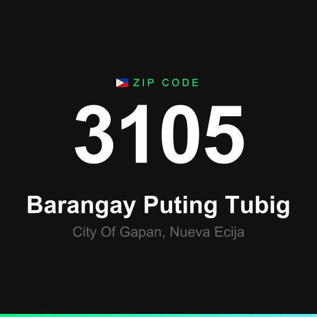 Shareable ZIP code 3105 card for Barangay Puting Tubig
