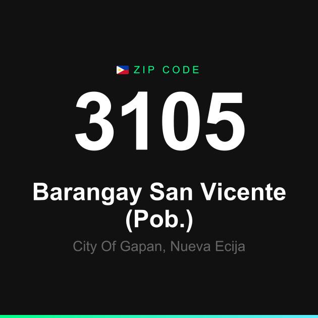Shareable ZIP code 3105 card for Barangay San Vicente (Pob.)