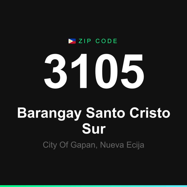 Shareable ZIP code 3105 card for Barangay Santo Cristo Sur