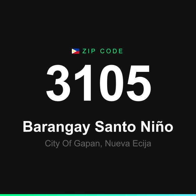 Shareable ZIP code 3105 card for Barangay Santo Niño