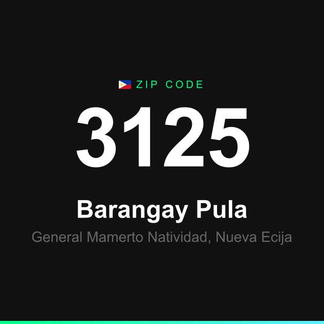 Shareable ZIP code 3125 card for Barangay Pula