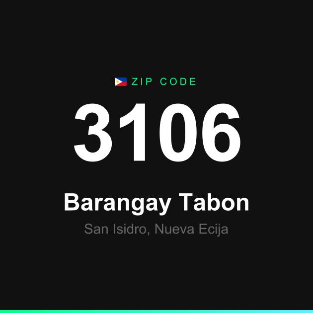 Shareable ZIP code 3106 card for Barangay Tabon