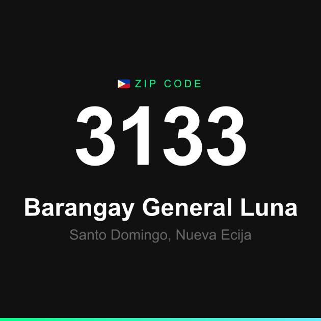 Shareable ZIP code 3133 card for Barangay General Luna