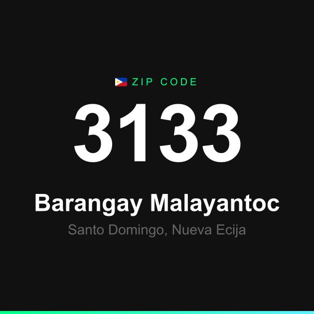Shareable ZIP code 3133 card for Barangay Malayantoc