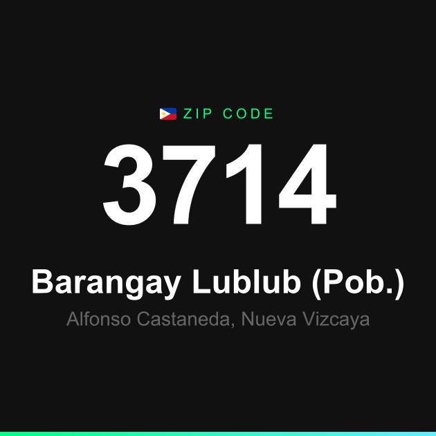 Shareable ZIP code 3714 card for Barangay Lublub (Pob.)