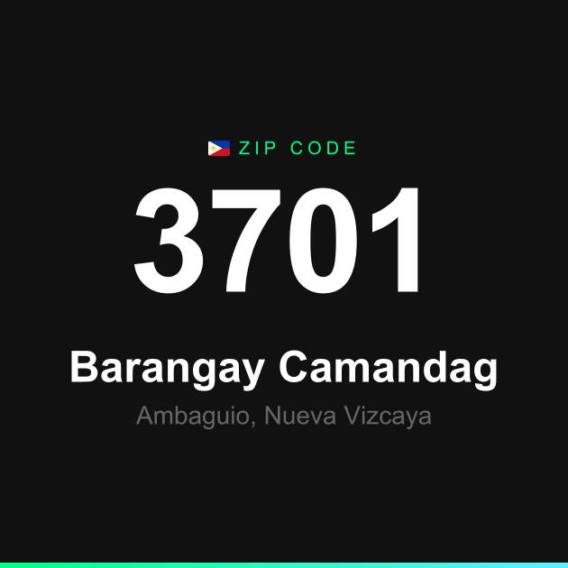 Shareable ZIP code 3701 card for Barangay Camandag