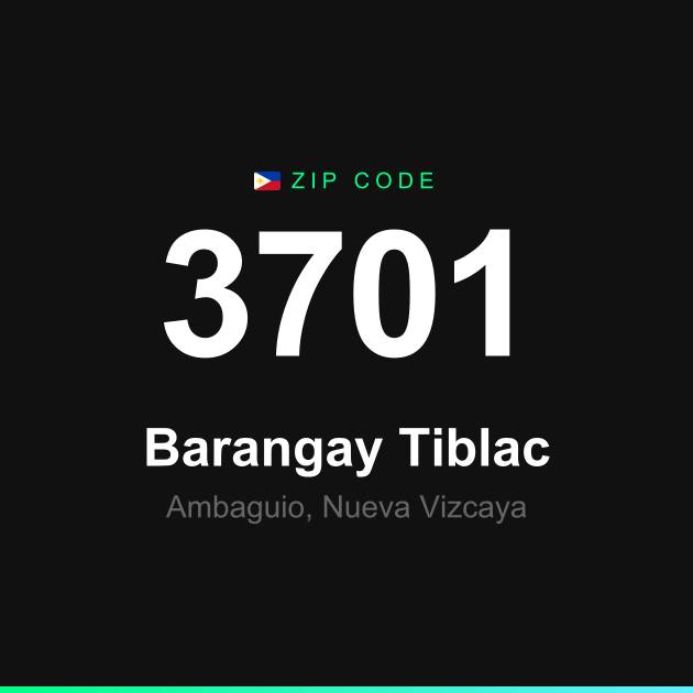 Shareable ZIP code 3701 card for Barangay Tiblac