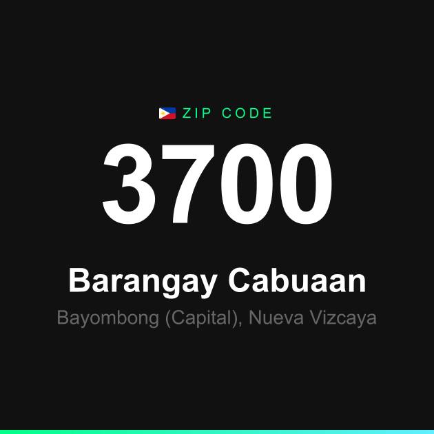 Shareable ZIP code 3700 card for Barangay Cabuaan