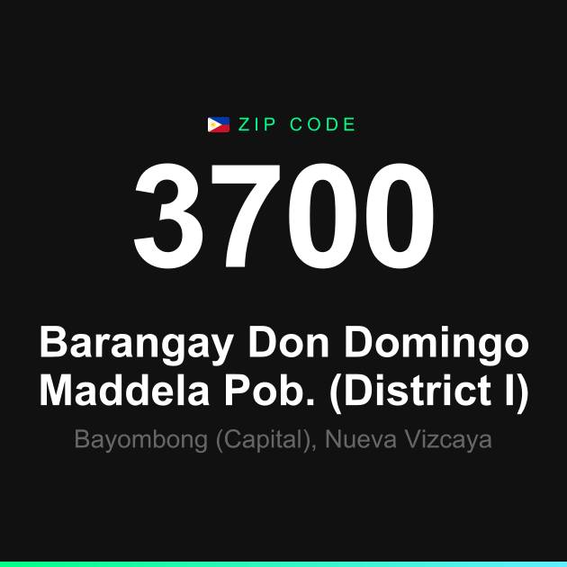 Shareable ZIP code 3700 card for Barangay Don Domingo Maddela Pob. (District I)