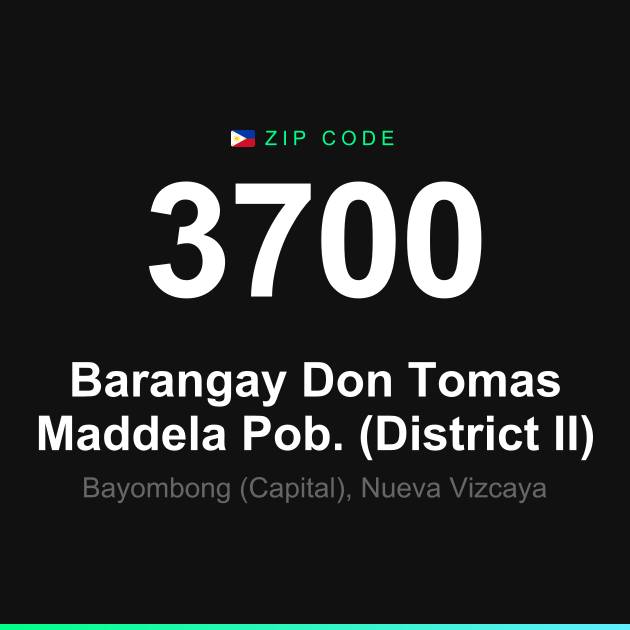 Shareable ZIP code 3700 card for Barangay Don Tomas Maddela Pob. (District II)