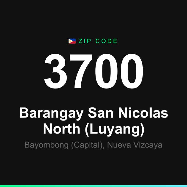 Shareable ZIP code 3700 card for Barangay San Nicolas North (Luyang)