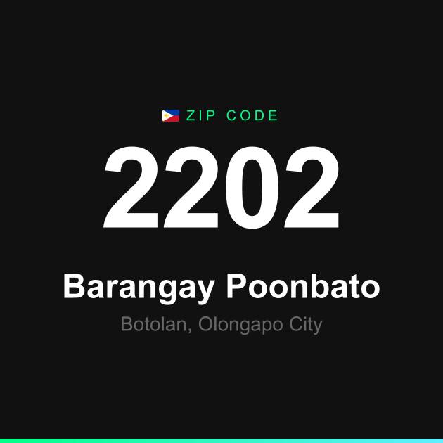 Shareable ZIP code 2202 card for Barangay Poonbato