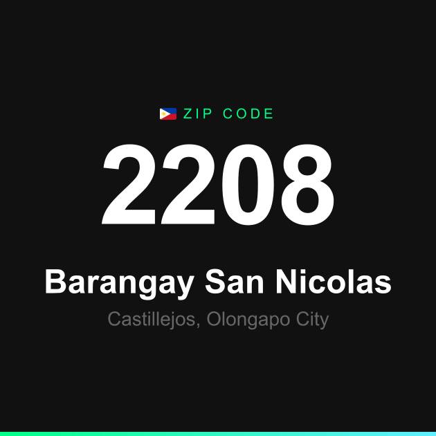 Shareable ZIP code 2208 card for Barangay San Nicolas