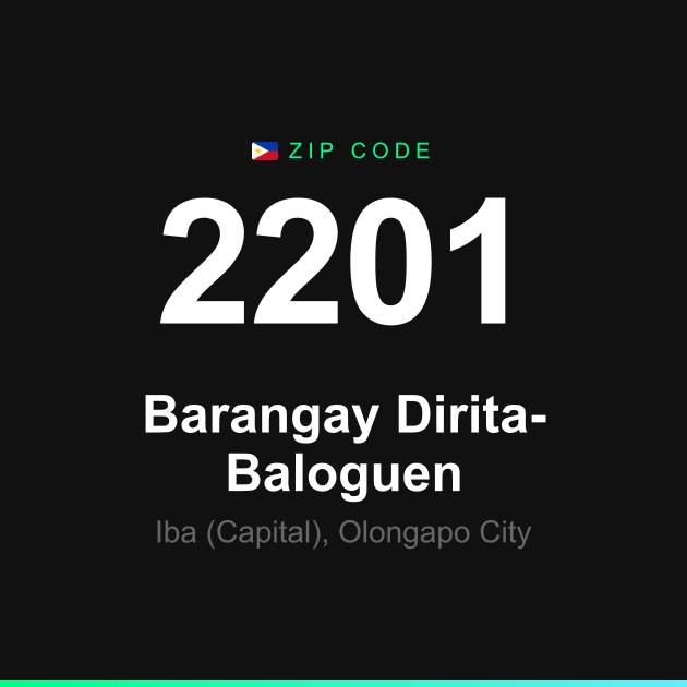 Shareable ZIP code 2201 card for Barangay Dirita-Baloguen