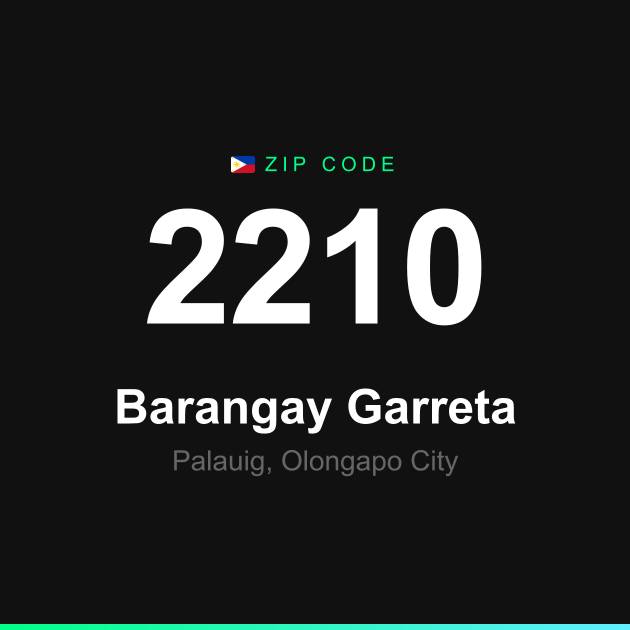Shareable ZIP code 2210 card for Barangay Garreta