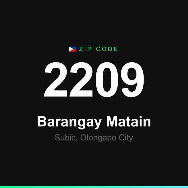 Shareable ZIP code 2209 card for Barangay Matain