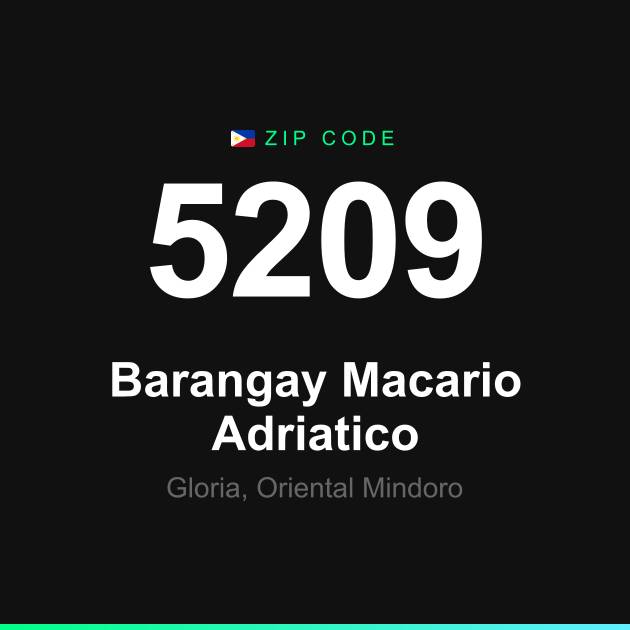 Shareable ZIP code 5209 card for Barangay Macario Adriatico
