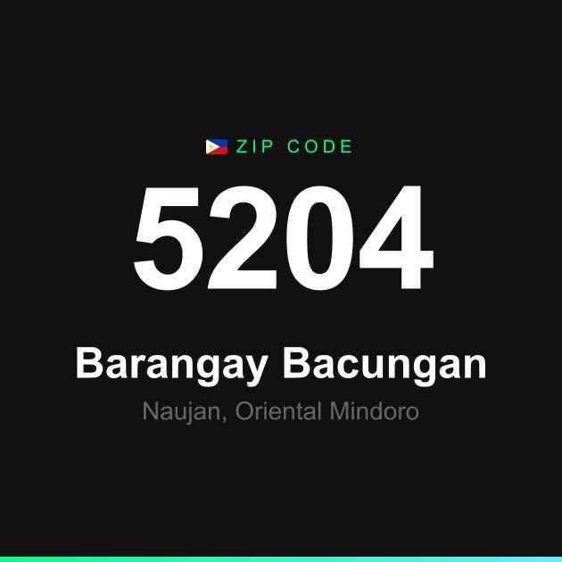 Shareable ZIP code 5204 card for Barangay Bacungan
