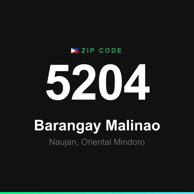 Shareable ZIP code 5204 card for Barangay Malinao