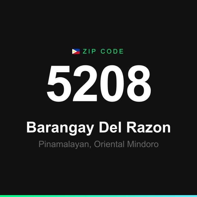 Shareable ZIP code 5208 card for Barangay Del Razon