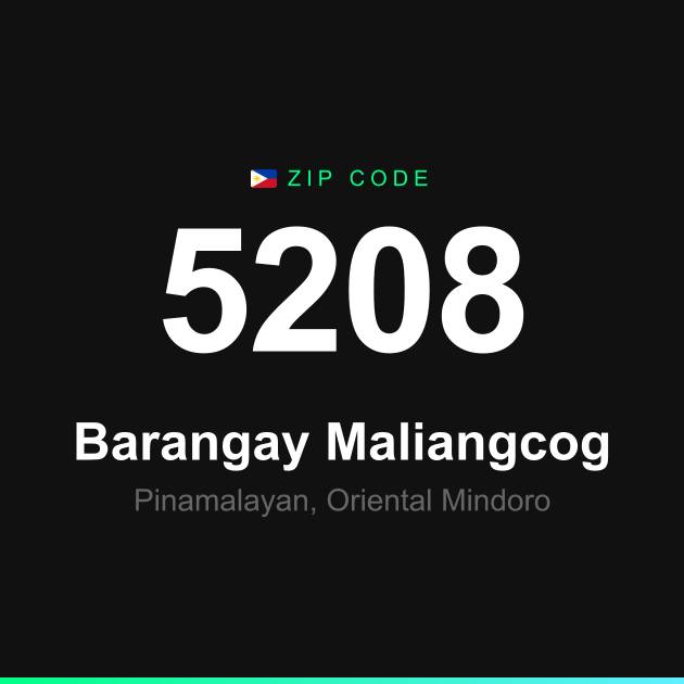Shareable ZIP code 5208 card for Barangay Maliangcog