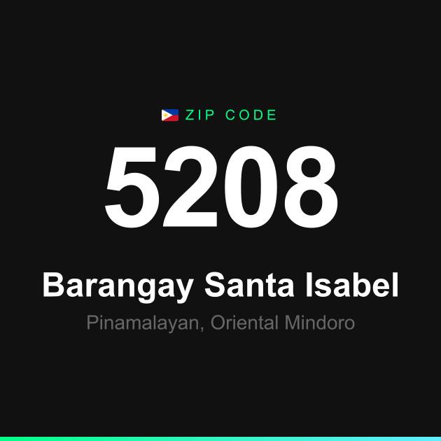 Shareable ZIP code 5208 card for Barangay Santa Isabel