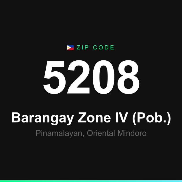 Shareable ZIP code 5208 card for Barangay Zone IV (Pob.)