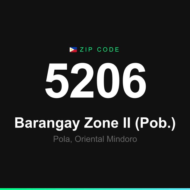 Shareable ZIP code 5206 card for Barangay Zone II (Pob.)